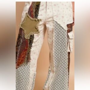 POL bohemian Patchwork Wide-Leg Pants